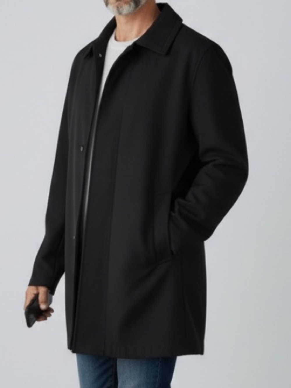 Lacoste Black Wool-Blend Winter Car Coat Mid-Length XL/54